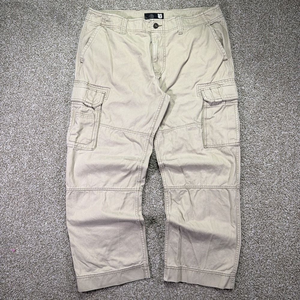 Y2K Ocean Pacific Baggy Cargo Pants Beige Size 38X30 Classic Skater Essentials
